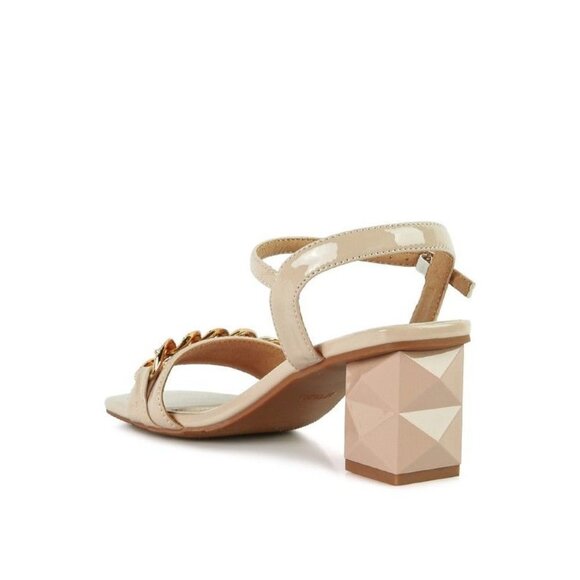 ILLUSION GEOMETRIC CUT DIAMANTE CHAIN SANDAL -Latte  Size-6 - Picture 4 of 8